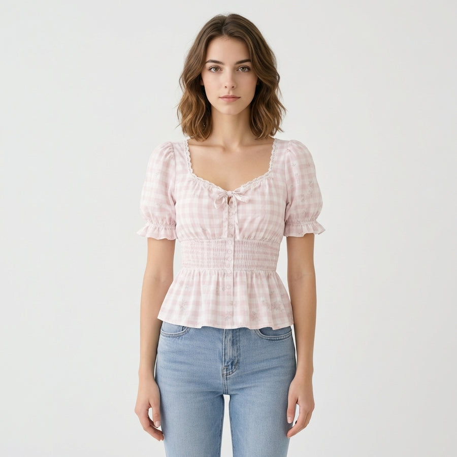 Blouse en coton rose