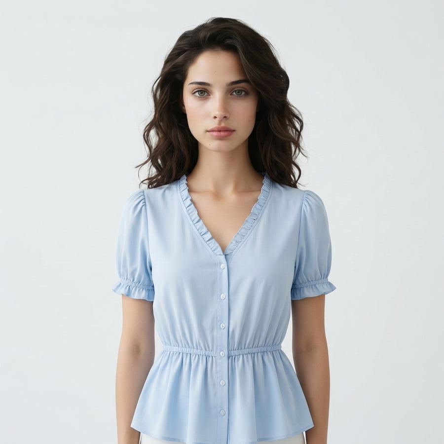 Chemisier en coton bleu