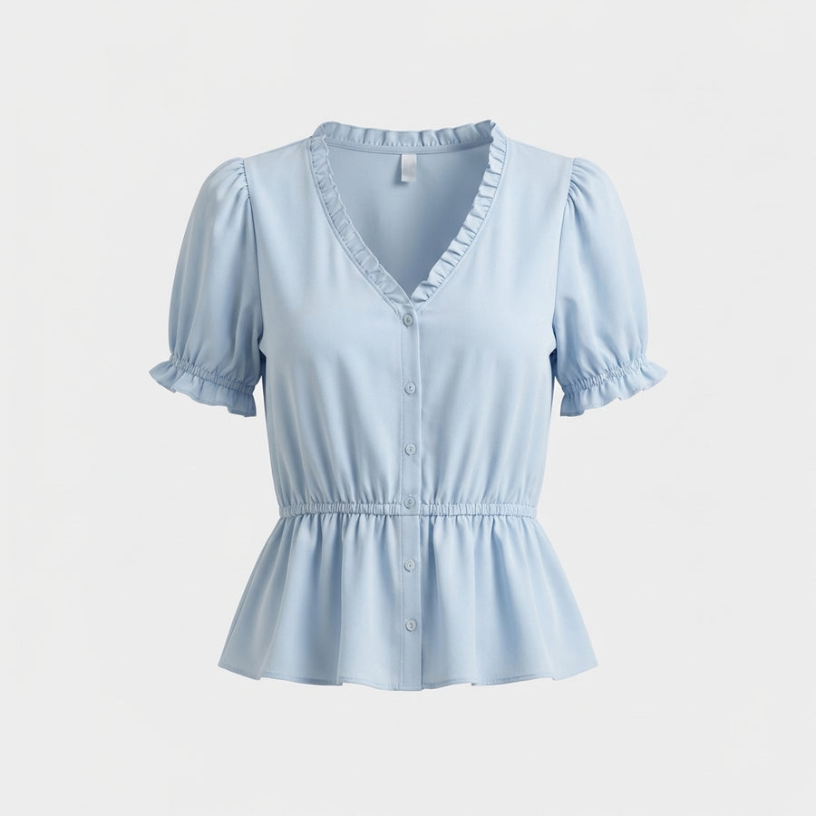 Chemisier en coton bleu