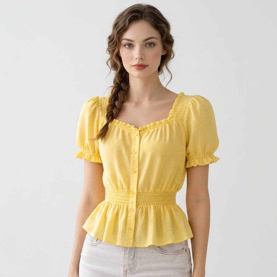 Chemisier en coton jaune